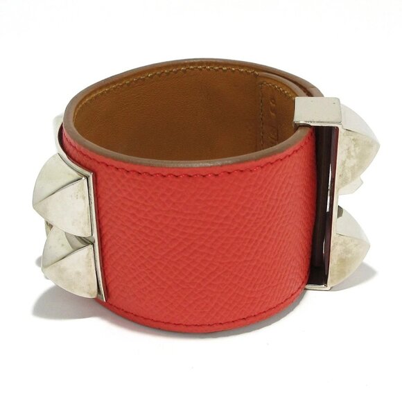 Auth HERMES Collied Cyan/Medor Rose Jaipur Veau Epsom Square R Bracelet - Picture 3 of 10